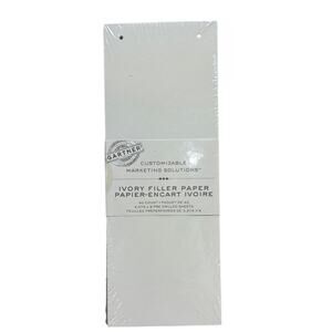 New Gartner Ivory Filler Paper 40ct 3.375" by 9" Pre Drilled Marketing Sheets